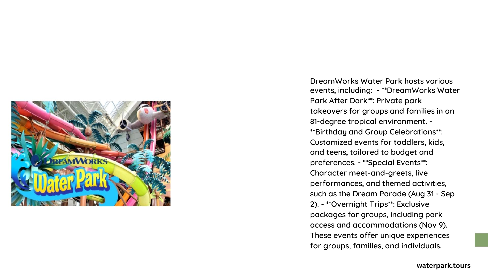dreamworks water park events