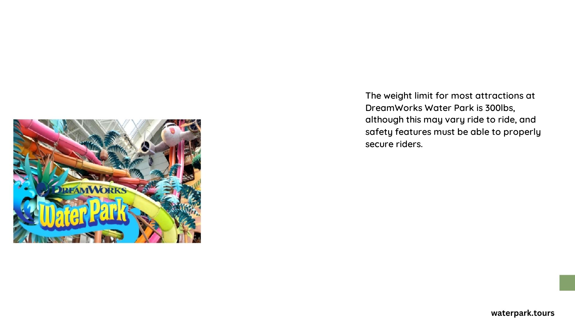 dreamworks water park weight limit